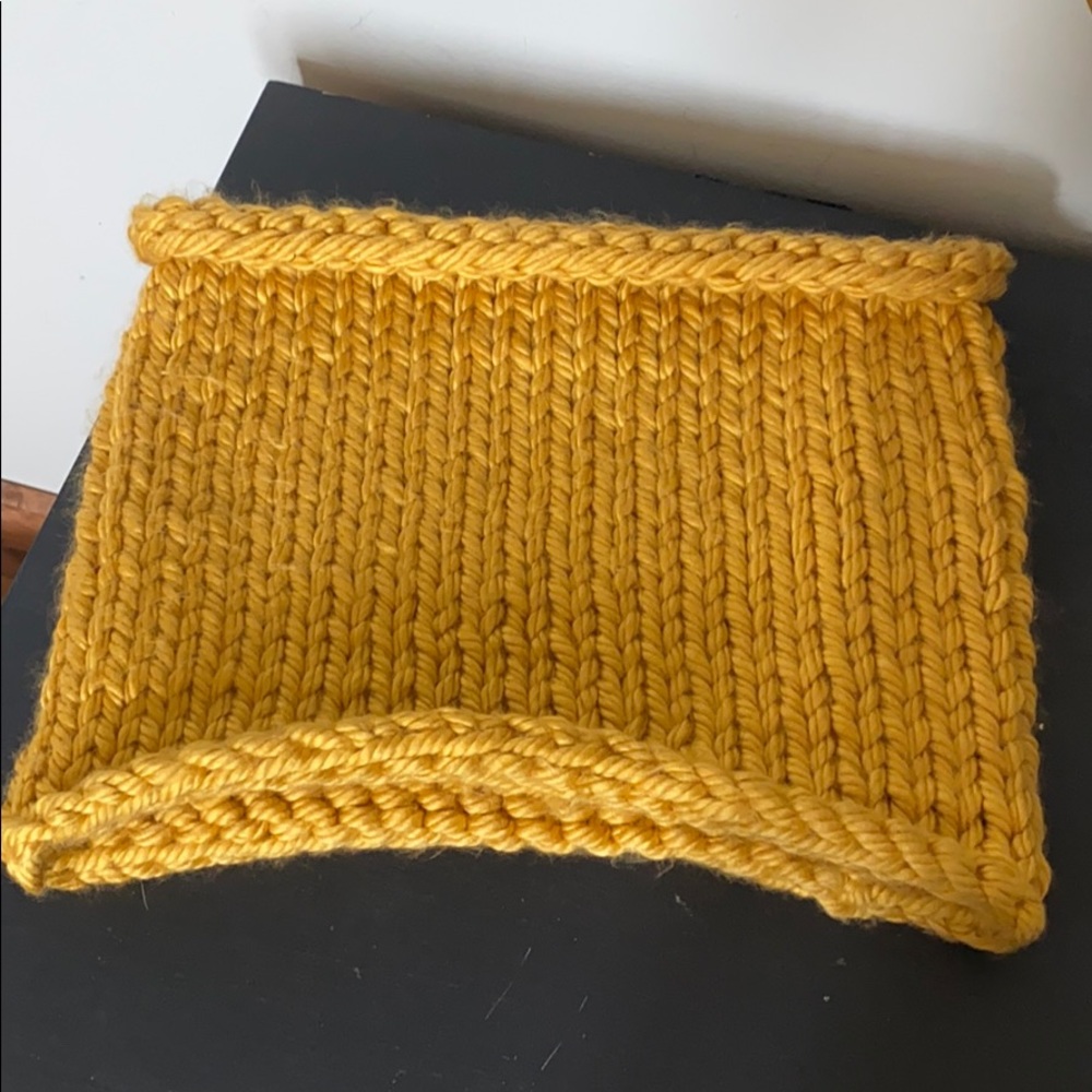 Chunky Yellow Cowl Neck Infinity Scarf
